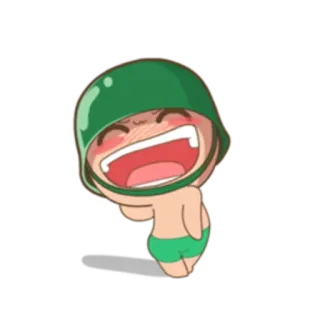 😅 cartoon, soldier, helmet, underwear, cute whatsapp sticker