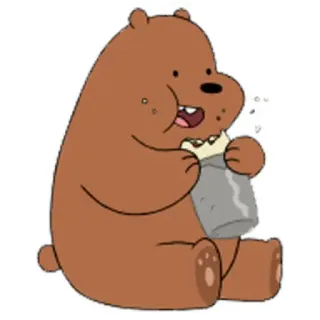 🌯 Grizz We Bare Bears gấu, hoạt hình, đồ ăn nhẹ, dễ thương, grizz, We Bare Bears telegram sticker