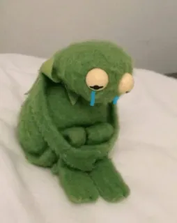 😢 triste, pleurer, vert, monstre, marionnette, poupée telegram sticker
