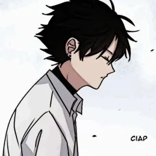 🎶 CIAP anime, ragazzo, cartone animato, manga, capelli neri, arte telegram sticker