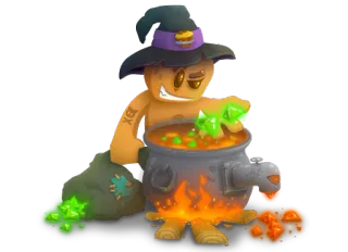 🎃 strega, Halloween, magia, pozione, calderone, infuso telegram sticker