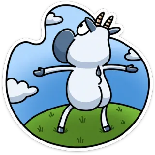 🍑 ヤギ, 動物, 漫画, 空, 雲, 草, ステッカー telegram sticker