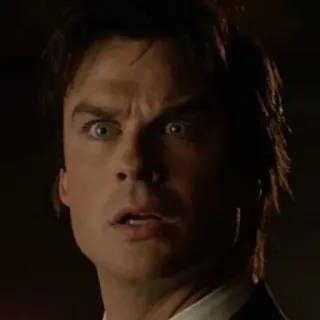 🖤 Damon Salvatore The Vampire Diaries vampir, Ian Somerhalder, terkejut, supranatural telegram sticker