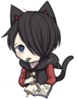 ✏ Аниме, Кот, Рисунок, Эскиз, Милый, Каваий whatsapp sticker