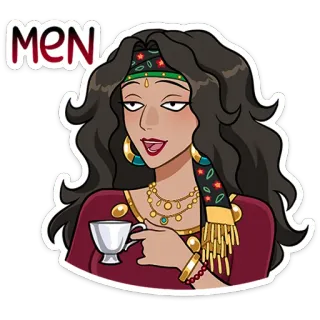 🥴 MEN 여자, 차, 마시는, 빈정거리는, 눈알 굴리기, 보석, 스티커 telegram sticker
