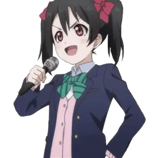 😈 Yazawa Nico Love Live! Anime, Ragazza, Uniforme scolastica, Microfono, Idol, Nico Yazawa telegram sticker