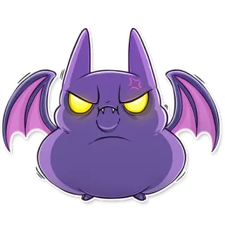 😀 蝙蝠, 卡通, 动物, 紫色, 飞行, 哺乳动物 telegram sticker
