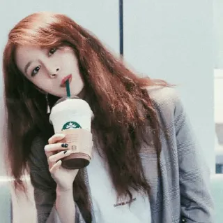 ✖️ SAINT LAURENT woman, coffee, starbucks, drink, portrait, fashion whatsapp sticker