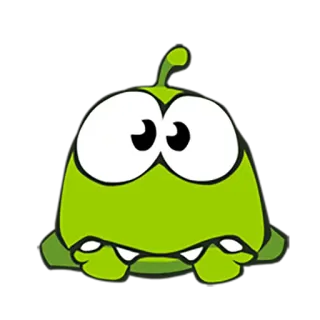 😒 Om Nom Cut the Rope groen, cartoon, monster, Om Nom, Cut the Rope, game personage telegram sticker
