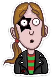 😮 dibujo animado, pegatina, personaje, rockstar, maquillaje, estrella telegram sticker