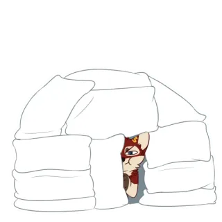 😩 Iglú, Zorro, Animal, Invierno, Dibujo animado, Nieve, Peludo telegram sticker