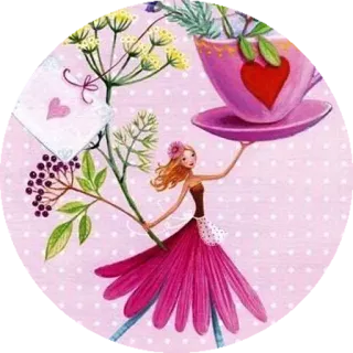 ❤ Blume, Teetasse, Mädchen, Kunst, dekorativ, Zeichnung, süß, Blumenmuster telegram sticker