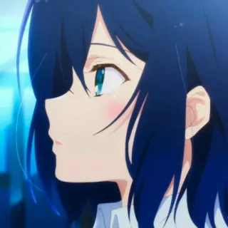 🧊 anime, ragazza, capelli blu, animato, ritratto whatsapp sticker