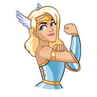 💪 Desenho animado, Mulher, Forte, Feminino, Menina, Poder, Ilustração, Asas telegram sticker