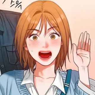 🥀 스윽 mujer, dibujo animado, emocionada, saludo, levantando la mano telegram sticker