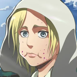 🍰 Annie Leonhart Attack on Titan Anime, Ataque dos Titãs, Annie, Leonhart, Mangá, Desenho animado, Expressão, Personagem telegram sticker