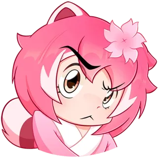 🤨 sticker, pink, cartoon, anime, cute, character telegram sticker