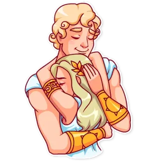 🤗 hug, couple, love, embrace, cartoon telegram sticker