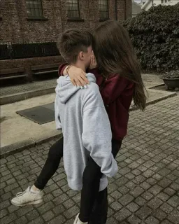 😻 couple, hug, love, relationship, affection, young, people telegram sticker