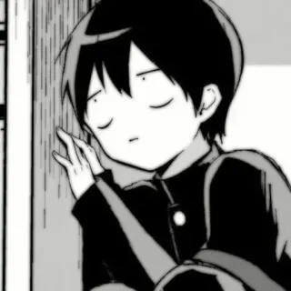 🗞 Anime, Mangá, Menino, Triste, Monocromático, Expressão telegram sticker