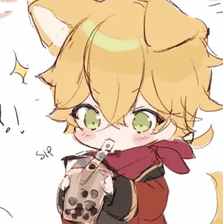 🍡 sip kot, anime, słodkie, boba, herbata, napój, kreskówka, kawaii telegram sticker