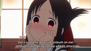 🥺 Don't suddenly do a cute ambush on me!
I thought I was going to have a heart attack! Anime, Mono, Emboscada, Ataque al corazón, Texto telegram sticker