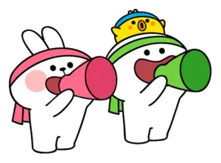 🌼 coelho, urso, pássaro, animal, megafone, fofo, adesivo, desenho animado telegram sticker