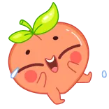 😂 melocotón, fruta, lindo, kawaii, pegatina, dibujo animado whatsapp sticker