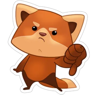 👎 Panda rojo, Dibujo animado, Pulgar abajo, No me gusta, Enojado, Pegatina telegram sticker