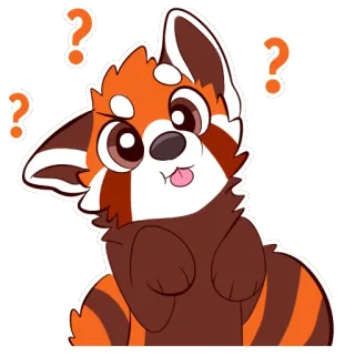 ❓ Rode panda, Vraagteken, Sticker, Schattig, Dier telegram sticker