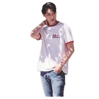 ☹️ DEC. uomo, casual, t-shirt, jeans, ritratto telegram sticker