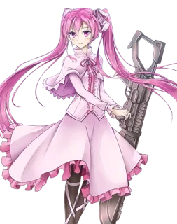 😏 Anime, Meisje, Roze, Wapen, Sci-fi telegram sticker