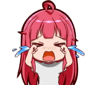 😭 anime, llorando, triste, chica, pelo rojo, lágrimas, emocional telegram sticker