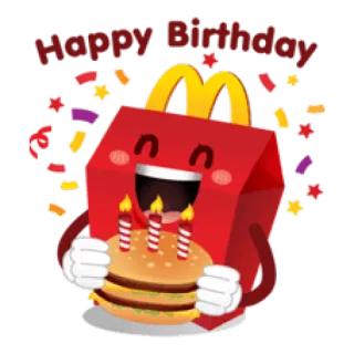 🎂 Happy Birthday mcdonalds, happy meal, aniversário, celebração, festa, comida telegram sticker