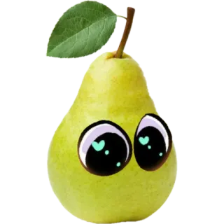🥰 pera, fruta, fofo, kawaii, olhos, comida telegram sticker