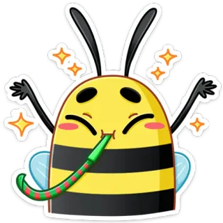 🥳 ハチ, 動物, アニメ, パーティー, お祝い, 絵文字 telegram sticker