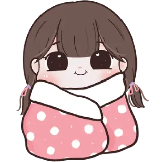 🥨 Cartone animato, Ragazza, Kawaii, Carino, Coperta, Rosa, Anime telegram sticker