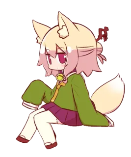 🦊 chica anime, orejas de zorro, chibi, kawaii, linda, manga telegram sticker