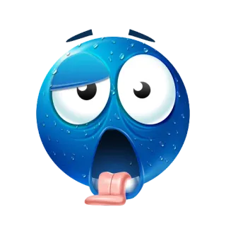 🥵 Emoji, Blu, Scioccato, Esausto, Sudato telegram sticker