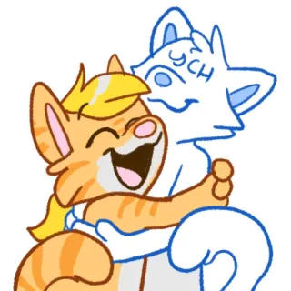 🤗 YCH chat, renard, câlin, mignon, dessin animé, animal, dessin telegram sticker