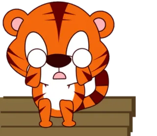 🐯 tiger, cartoon, cute, animal, shocked, surprised, sitting telegram sticker