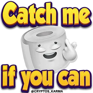 🧻 Catch me if you can carta igienica, prendimi se ci riesci, dito medio, umorismo, gesto offensivo, cartone animato, adesivo telegram sticker