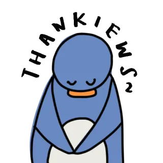 🙇‍♀️ pingouin, triste, dessin animé, animal, mignon, bleu, personnage telegram sticker