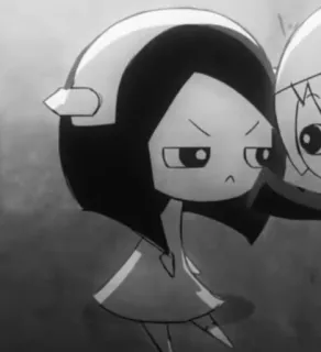 🖤 Desenho animado, Anime, Ilustração, Mangá, Personagem, Preto e branco, Garota telegram sticker