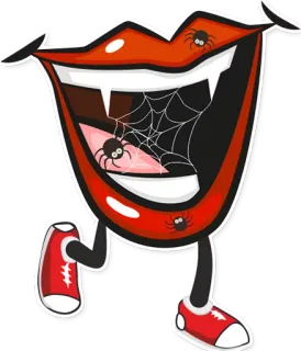 🙀 Desenho animado, Aranha, Boca, Dentes, Halloween, Assustador, Ilustração telegram sticker
