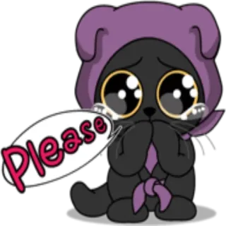🙏 Please 猫, 可愛い, おねだり, お願い, 懇願, 漫画, 動物 whatsapp sticker