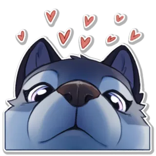 🥰 หมาป่า, ความรัก, หัวใจ, น่ารัก, การ์ตูน, สัตว์ telegram sticker