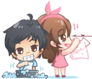 👚 cartoon, washing, laundry, cute, cleaning, housework, sticker whatsapp sticker