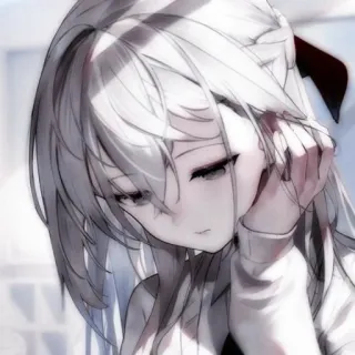 ❤️ dziewczyna anime, smutna, sztuka, monochromatyczny, dziewczyna telegram sticker