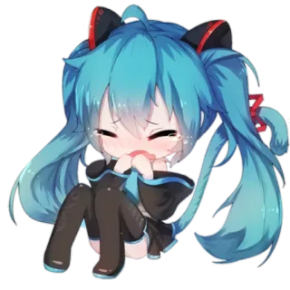 😭 Hatsune Miku Anime, Manga, Chibi, Hatsune Miku, Vocaloid, Pleurs whatsapp sticker